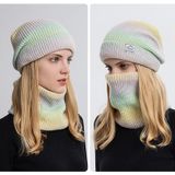 Herfst en winter gradint kleur verdikking sjaal wol muts kit (verloop geel)
