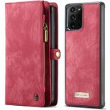 Voor Samsung Galaxy Note20 Ultra CaseMe-008 Afneembare Multifunctionele Horizontale Flip Lederen Case met kaartslot & houder & ritsportemonnee & fotoframe(rood)