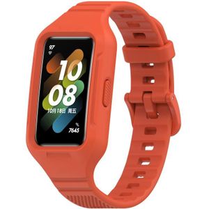 Voor Huawei Band 7 / Honor Band 6 Universele gentegreerde siliconen horlogeband (rode thee oranje)