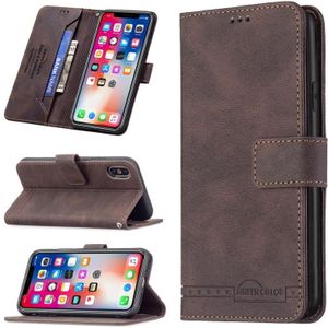 Magnetische sluiting RFID Blokkeren Anti-Diefstal Lederen Case met Houder & Card Slots & Portemonnee voor iPhone X / XS (Brown)