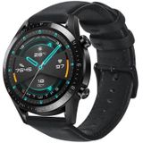 Voor Huawei Watch GT 2 46 mm Oil Wax lederen horlogeband