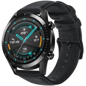 Voor Huawei Watch GT 2 46 mm Oil Wax lederen horlogeband