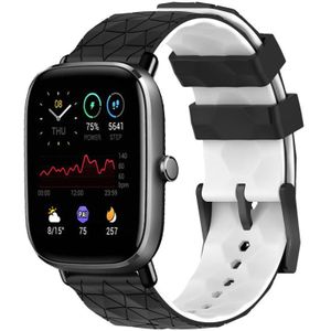 Voor Amazfit GTS 2 Mini 20 mm voetbal textuur tweekleurige siliconen horlogeband (zwart + wit)