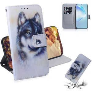 Voor Galaxy S20+ gecombineerd patroon magnetische aantrekkingskracht Horizontale flip lederen behuizing  support houder & kaartsleuf & portemonnee(Witte Wolf)