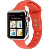 Voor Apple Watch Series 6 & SE & 5 & 4 40mm / 3 & 2 & 1 38mm Thin Siliconen Dubbele Gesp vervangende polsband (Coral Red)