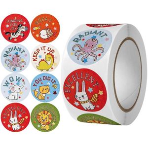 2 stks Kleuterschool Kinderen Cartoon Dier Stickers Gift Verpakking Zak Afdichtingstickers  Grootte: 25mm 500 / Rollen (C88)