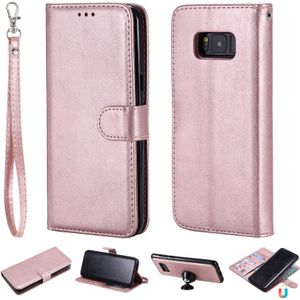 Voor Galaxy S8 + effen kleur horizontale Flip beschermende case met houder & kaartsleuven & portemonnee & foto frame & Lanyard (Rose goud)