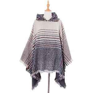 Lente herfst winter geruit patroon hooded mantel sjaal sjaal  lengte (CM): 135cm (DP4-06 Grijs)