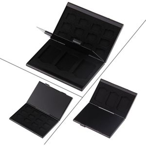 15-in-1 Memory Card aluminiumlegering beschermende Case Box voor 3 SD + 12 TF Cards(Black)