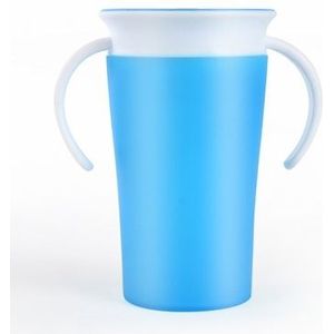 360 graden gedraaid baby leren drinkbeker met dubbele handvat Flip (blauw)