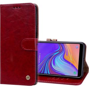 Business stijl olie Wax textuur horizontale Flip lederen case voor Galaxy A7 (2018)  met houder & kaartsleuven & portemonnee (rood)