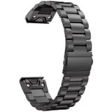 Voor Garmin fenix 5 3-kraal roestvrijstalen metalen horlogeband  grootte: 26MM (zwart)