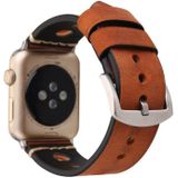 Voor Apple Watch serie 3 & 2 & 1 42mm Retro gat lederen pols horloge Band (roodachtig bruin)
