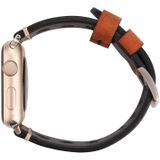 Voor Apple Watch serie 3 & 2 & 1 42mm Retro gat lederen pols horloge Band (roodachtig bruin)