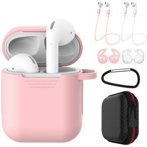 7 STKS draadloze koptelefoon schokbestendig silicone beschermhoes voor Apple AirPods 1/2 (roze + wit)