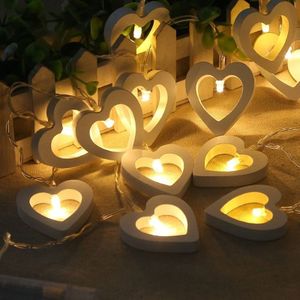 1.2 m 10 LEDs houten hart kerstfeest buiten indoor hart decoratie string licht
