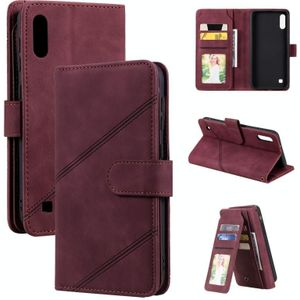 Voor Samsung Galaxy A10 / M10 Huid Feel Business Horizontale Flip PU Lederen Case met Houder & Multi-Card Slots & Portemonnee & Lanyard & Photo Frame (Wine Red)