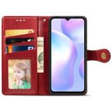 Voor Xiaomi Redmi 9A Retro Solid Color Leather Buckle Phone Case met Lanyard & Photo Frame & Card Slot & Wallet & Stand Functie(Rood)