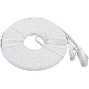 10m CAT6 ultra-dunne platte Ethernet LAN netwerkkabel  Patch leiden RJ45 (wit)