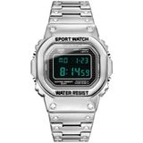 SANDA 390 mode trend mannen Business horloge outdoor sportpersoonlijkheid vierkant digitale elektronische horloge (zilver)