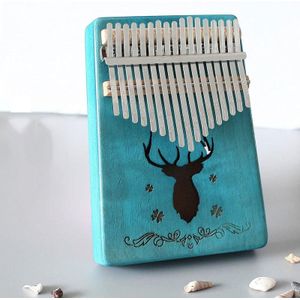 17-tone Kalimba Portable Thumb Piano  Style:Mahonie-Blue (Classic Deer)