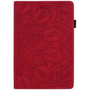 Voor Samsung Galaxy Tab S7 Kalf texture relif horizontale flip lederen case met houder & kaartslots & fotoframe(rood)