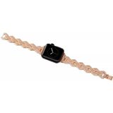 Voor Apple Watch Series 5 & 4 44mm / 3 & 2 & 1 42mm Diamond Stainless Steel Watch Band Strap (Rose Gold)