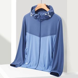UPF40+ heren en dames zomer hoge elasticiteit ijszijde zonnebrandcrme kleding sportjas  maat: XL (blauw-mannelijk)