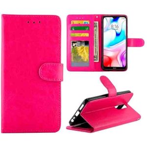 Voor Xiaomi Redmi 8/Redmi 8A Crazy Horse Texture Leather Horizontal Flip Protective Case with Holder & Card Slots & Wallet & Photo Frame(Magenta)
