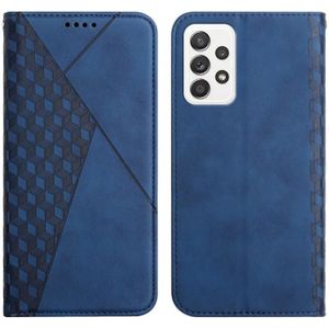 For Samsung Galaxy A52 5G / 4G Diamond Pattern Splicing Skin Feel Magnetic Horizontal Flip Leather Case with Card Slots & Holder & Wallet(Blue)