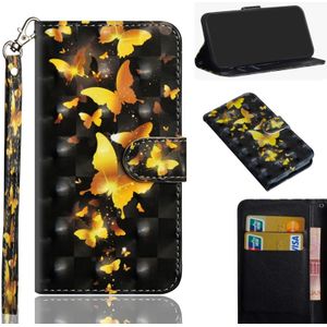 Voor Nokia 5.3 3D-schilderpatroon Horizontaal Flip TPU + PU Lederen hoesje met Holder & Card Slots & Wallet(Golden Butterfly)