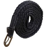 Womens korte gebreide Candy kleuren vlecht riem vrouwelijke riem voor jurk  riem lengte: 105-110cm (zwart)