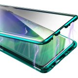 Voor Samsung Galaxy S10 Magnetic Metal Frame Dubbelzijdige Tempered Glass Case (Blue Purple)