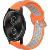 Voor Garmin VivoMove Style 20 mm geperforeerde ademende sport siliconen horlogeband (oranje + grijs)