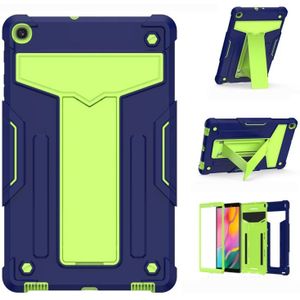 Voor Samsung Galaxy Tab A10.1 (2019) T510 T-vormige bracket contrastkleur schokbestendige PC + Siliconen flat protective case (Navy+Green)