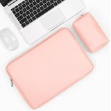 BAONA BN-Q001 PU lederen laptoptas  kleur: roze + power tas  maat: 15 / 15 6 inch