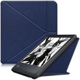 For KOBO Libra2 2021 Cloth Texture Multi-folding Leather Tablet Case(Dark Blue)