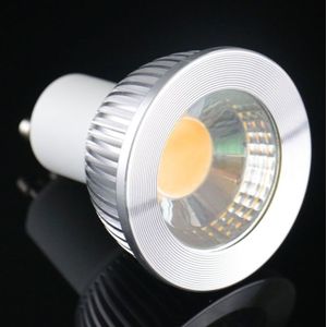 GU10 5W 475LM-Ledlamp Spotlight  1 COB LED  wit licht  6000-6500K  AC 85-265V  verzilverde deksel