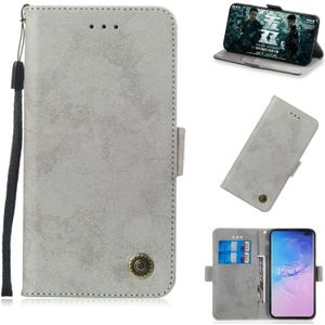 Multifunctionele horizontale Flip retro lederen draagtas met kaartsleuf & houder voor Galaxy A50 (grijs)