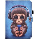 Voor iPad 10th Gen 10.9 2022 Gekleurde Tekening Stiksels Smart Leather Tablet Case (Hoofdtelefoon Monkey)