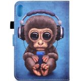 Voor iPad 10th Gen 10.9 2022 Gekleurde Tekening Stiksels Smart Leather Tablet Case (Hoofdtelefoon Monkey)