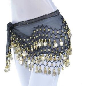 Lady Belly Dance Hip Sjaal Accessoires 3-Row Belt Skirt Bellydance Taille Wrap Adult Dance Wear (Zwart)