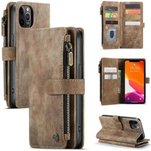 Caseme-C30 PU + TPU Multifunctionele Horizontale Flip Lederen Case met Houder & Card Slot & Portemonnee & Rits Pocket voor iPhone 12/12 Pro (Brown)