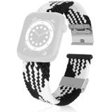 Gevlochten + roestvrij staal vervangende horlogebanden voor Apple Watch Series 6 & SE & 5 & 4 40mm / 3 & 2 & 1 38mm (verticaal zwart wit)