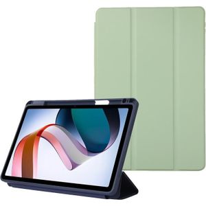 Voor Xiaomi Redmi Pad 10.61 Effen kleur 3-opvouwbare lederen tablethoes (Matcha groen)