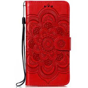 Voor Motorola Moto G 5G Plus Mandala Relif Patroon Horizontaal Flip PU Lederen Hoes met Holder & Card Slots & Walle & Lanyard(Rood)