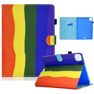 Gekleurde tekening horizontale flip lederen hoes met houder & kaartslots & slaap / Wake-up Functie IPad Pro 11 inch (2020) / (2018) / iPad Air 4 10 9 inch (2020)(Rainbow)