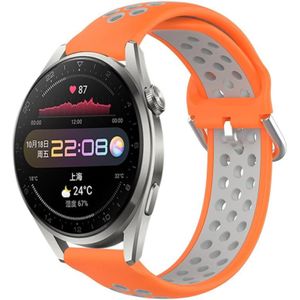 Voor Huawei Watch 3 Pro 22 mm geperforeerde ademende sport siliconen horlogeband (oranje + grijs)