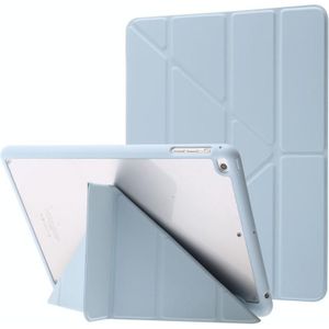 Deformation Transparent Acrylic Horizontal Flip PU Leather Case with Multi-folding Holder & Sleep / Wake-up Function & Pen Slot For iPad 9.7 2017 / 2018 / Pro 9.7(Baby Blue)