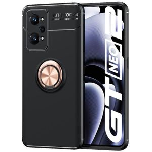 Voor Oppo Realme GT NEO2 metalen ringhouder 360 graden roterende TPU-zaak (zwart + rose goud)